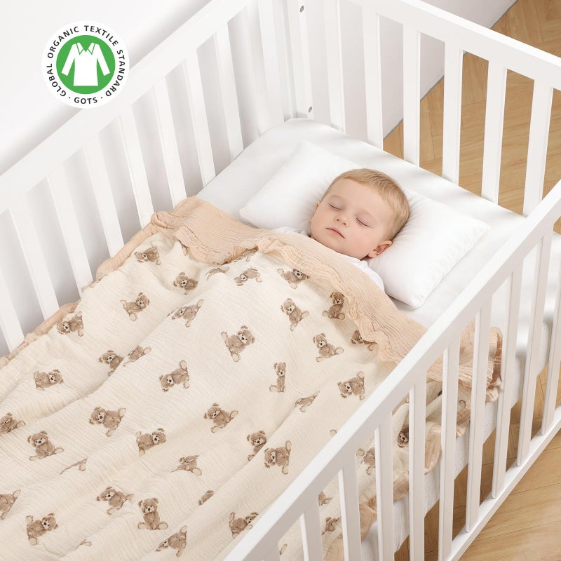 Knirose 100% Organic Cotton Muslin Baby Blanket Flounce Edge Large 50"x43" Floral, Super Soft Breathable Toddler Quilt Crib Blankets Gender Neutral for Baby Boys and Girls Bassinet, Bed, Stroller & Snuggling - Image 2