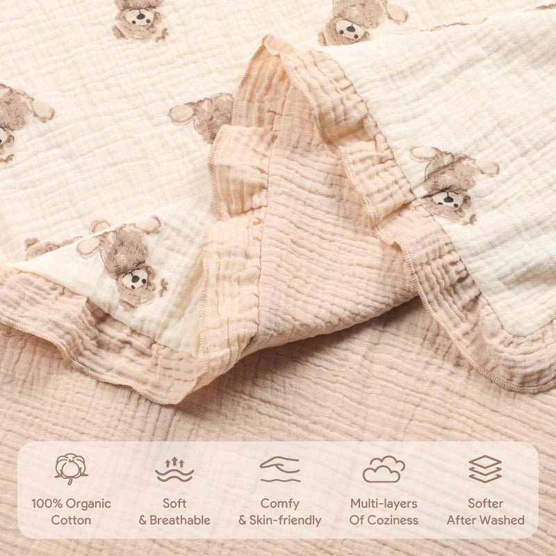 Knirose 100% Organic Cotton Muslin Baby Blanket Flounce Edge Large 50"x43" Floral, Super Soft Breathable Toddler Quilt Crib Blankets Gender Neutral for Baby Boys and Girls Bassinet, Bed, Stroller & Snuggling - Image 5