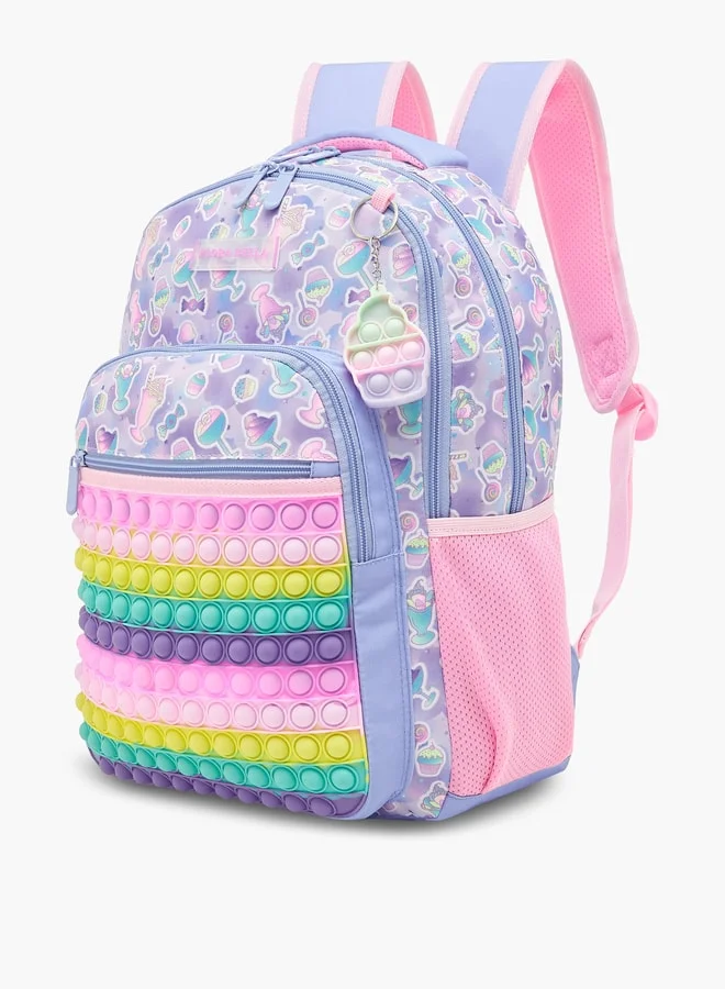 فلورا بيلا من شو إكسبرس Floral Bella Pop-It Applique Backpack with Adjustable Straps - 30x16x42 cm