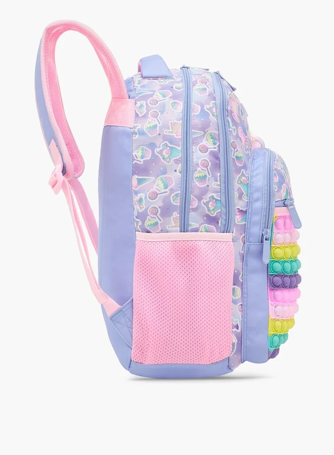 فلورا بيلا من شو إكسبرس Floral Bella Pop-It Applique Backpack with Adjustable Straps - 30x16x42 cm