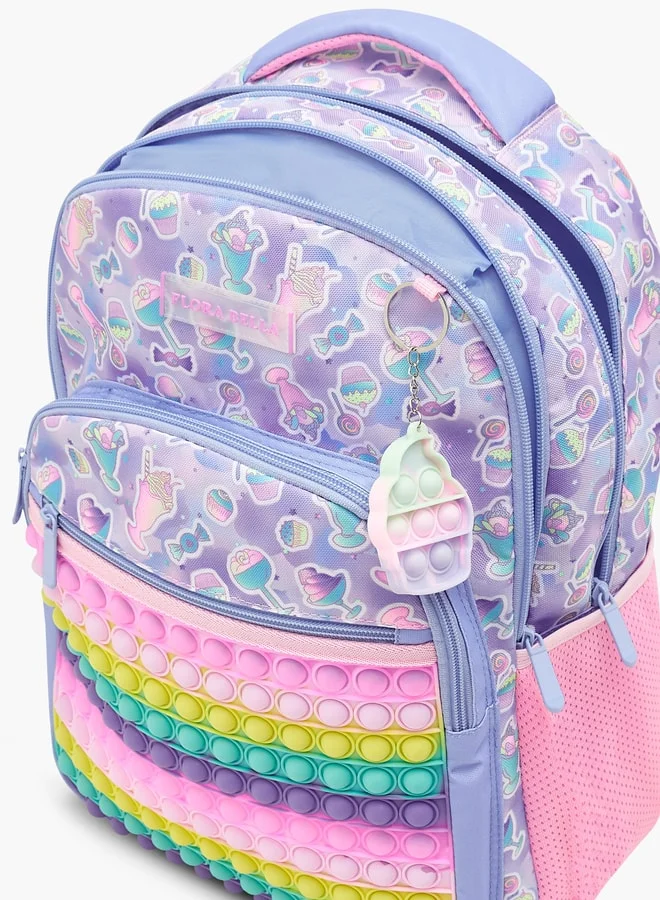 فلورا بيلا من شو إكسبرس Floral Bella Pop-It Applique Backpack with Adjustable Straps - 30x16x42 cm