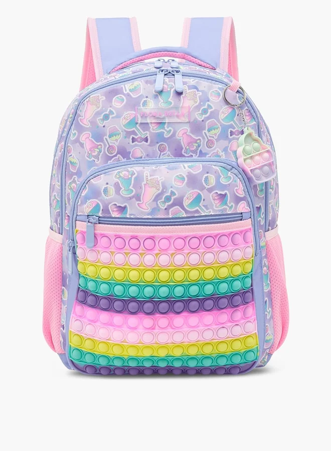فلورا بيلا من شو إكسبرس Floral Bella Pop-It Applique Backpack with Adjustable Straps - 30x16x42 cm