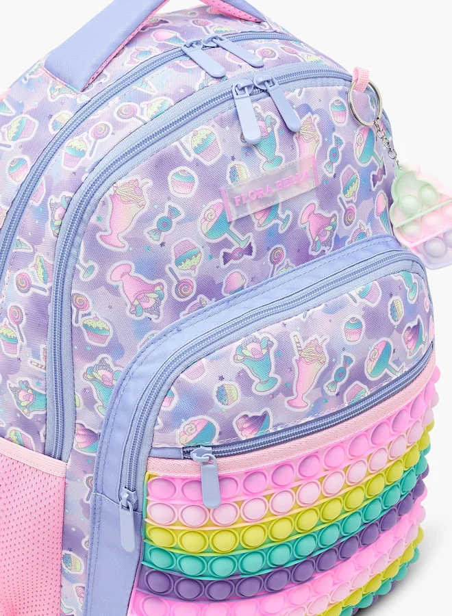 فلورا بيلا من شو إكسبرس Floral Bella Pop-It Applique Backpack with Adjustable Straps - 30x16x42 cm