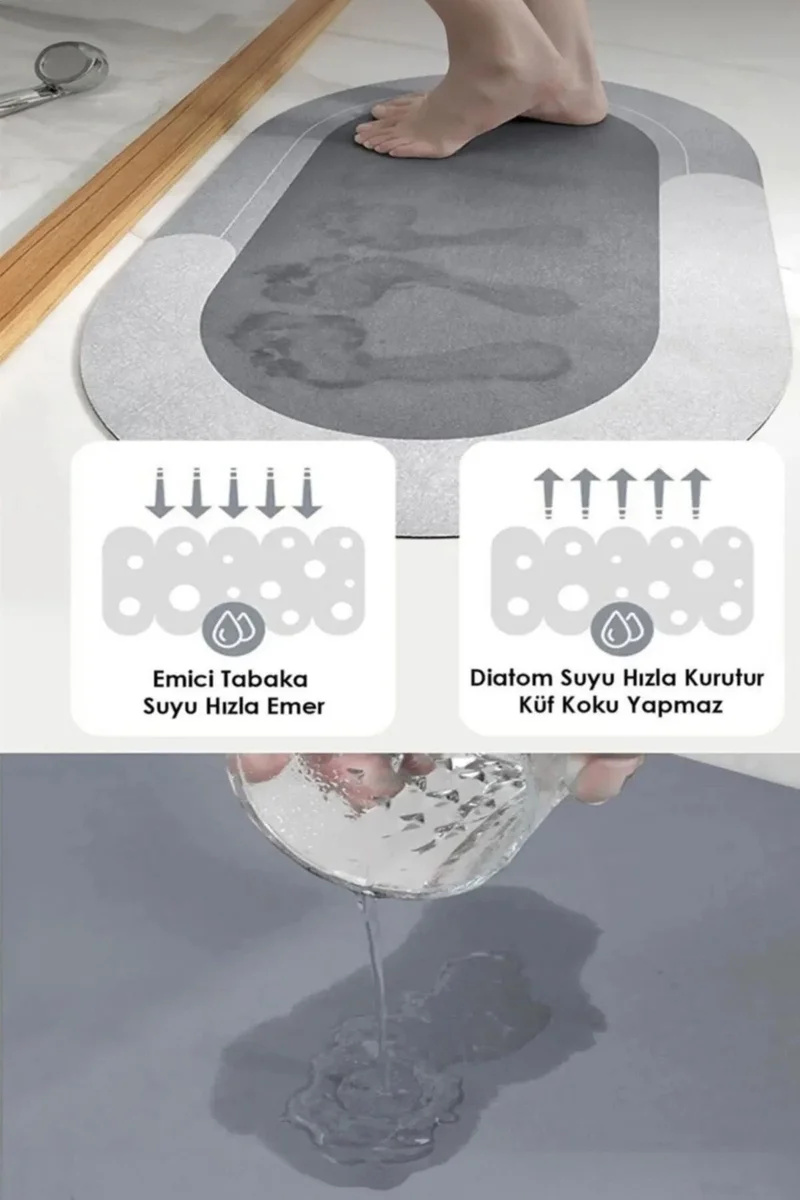 Pikas Magic Water Absorbent Bath Mat Non-Slip Base Ablution Mat 3.5 mm 40X60 DG-1381