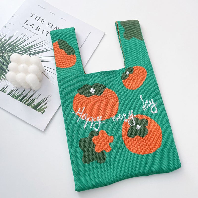 New year knitted bag festive handbag wool tote bag womens clutch bag Korean style niche design wholesaleNew Year series-happy every day (green) New Year series-happy every day (green) 