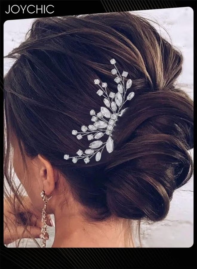 Joychic Bride Wedding Hair Comb Crystal Hair Piece Silver Rhinestone Headpiece Bridal Hair Accessories for Women (Silver) 