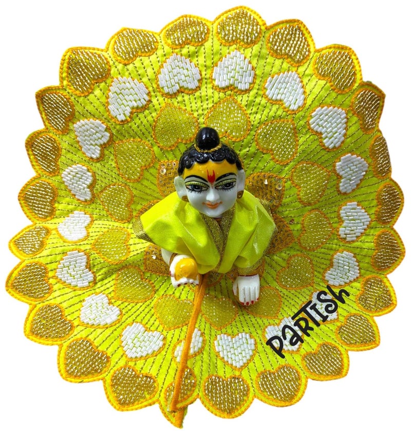 Partish Laddu Gopal Heavy Poshak Pack of 4 l Ladoo Gopal Dress l Bal Gopal l Kanha Ji Thakur Ji Heavy Dress Size 4 (Pack of 4, Size 4) - Image 3