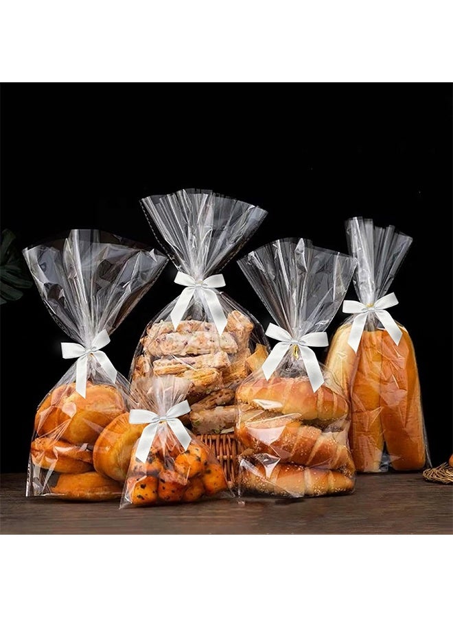 Satin Ribbon White Bow Decor 2.5" Premade Pink Twist Tie Bows for Gift Wrapping Treat Bags Party Favors Wedding Decorations - 30 Counts - Image 5