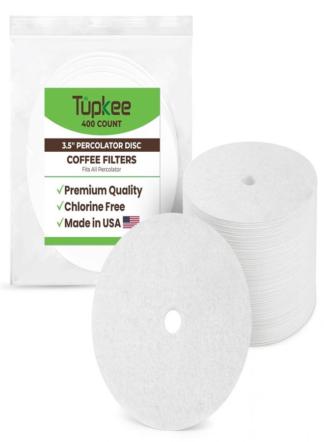 Tupkee 3.5" Percolator Coffee Filters – Flat Disc Round Coffee Filters with Center Hole - 400 Count | Fits All Percolator Coffee Pots - White, Chlorine-Free - Made in the USA - Image 1