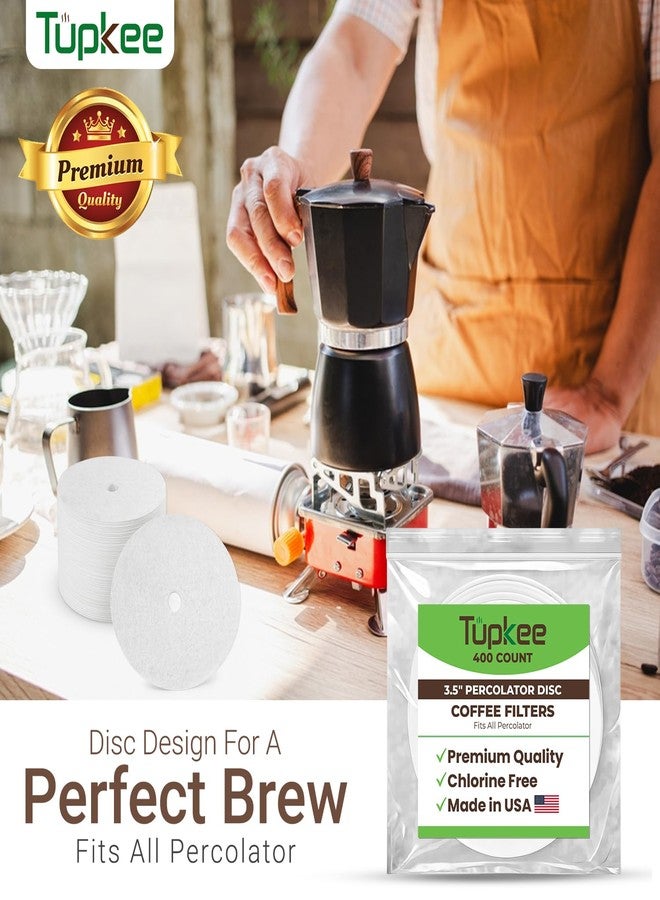 Tupkee 3.5" Percolator Coffee Filters – Flat Disc Round Coffee Filters with Center Hole - 400 Count | Fits All Percolator Coffee Pots - White, Chlorine-Free - Made in the USA - Image 5