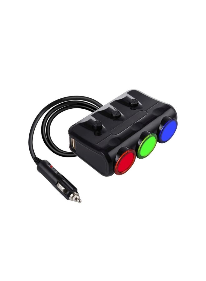 NIBEMINENT Multi Purpose Car Charger Power Adapter Black/Red/Green  - Image 2