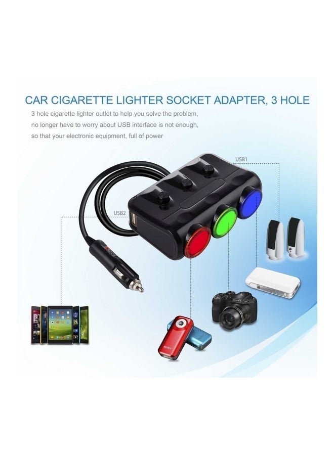 NIBEMINENT Multi Purpose Car Charger Power Adapter Black/Red/Green  - Image 3