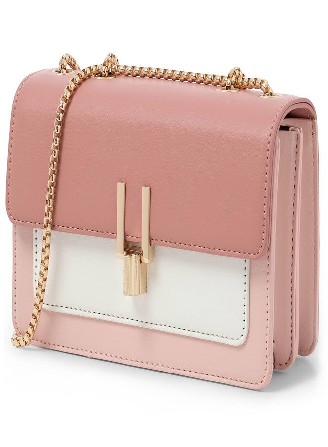 TOP BAND Crossbody Bags for Women Cute Faux Leather Trendy Cross Body Bag Purses for Women Small Multi Color Designer Handbags Womens Purse Satchel Chain Strap Ladies Shoulder Bag Dark Pink White - Image 1
