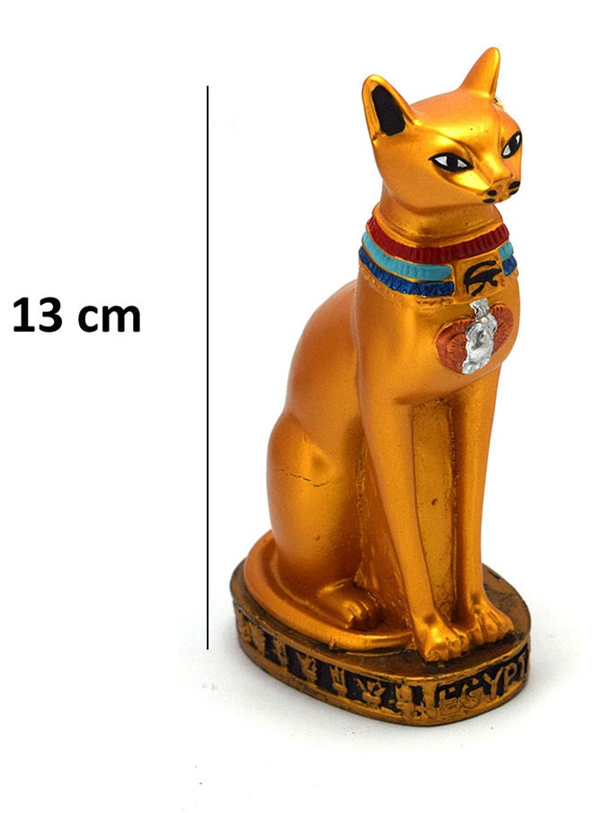 immatgar - immatgar pharaonic Decorative Egyptian Cat Bastet Statue ancient Egyptian souvenirs gifts handmade Home decor collectibles Sculptures  (Golden 2 - 13 CM Height) - Image 1