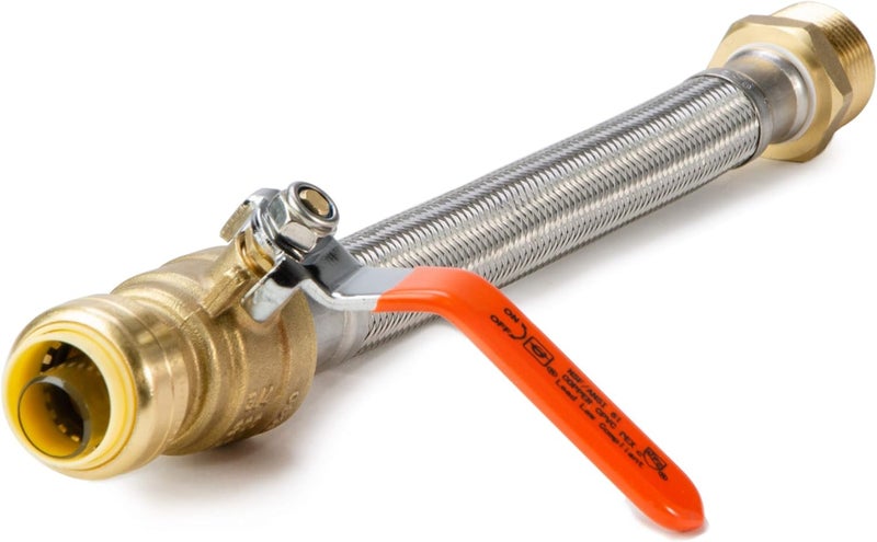 iSpring موصل خرطوم ستانلس ستيل مضفر 12 بوصة من ليتل ويل AHPF12MNPT12 مع صمام كروي 34 بوصة PushFit × 34 بوصة ذكر NPT عبوة من 2 - Image 2