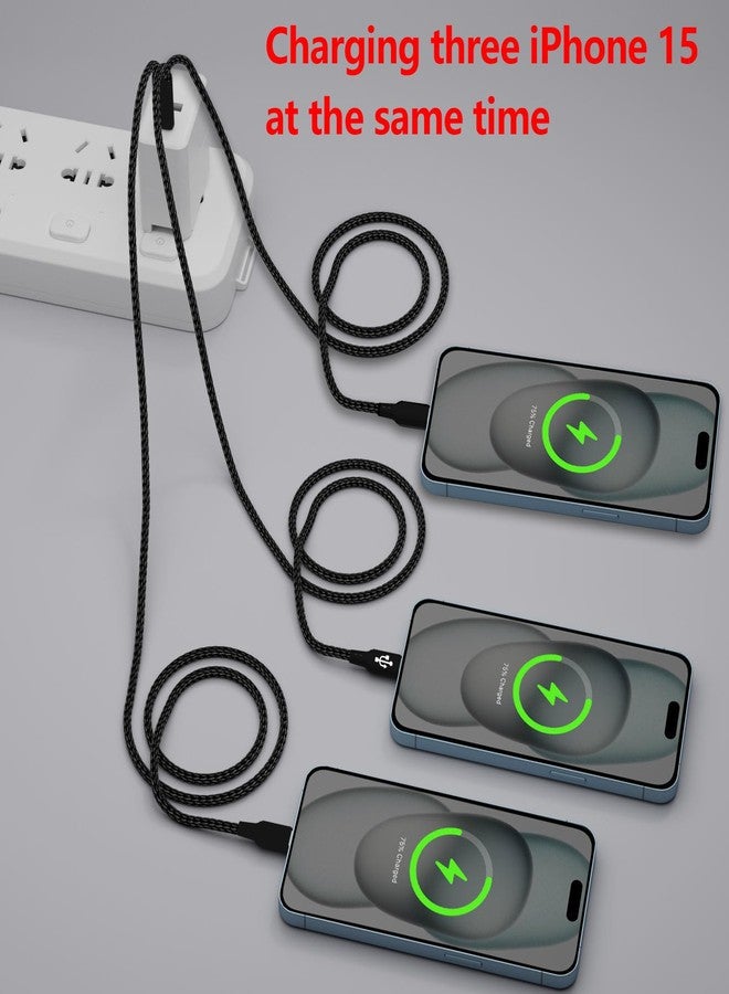 Zusnxaxe USB C Splitter Cable, 4FT 2Pack USB-C to 3 usb c Charging Cord Black, 3 in 1 Nylon Braided Multi Type C Charge Cable for iPhone 15/15 Pro/15 Pro Max/15 Plus, Samsung Galaxy S24 S23, LG,Carplay,Andriod - Image 4