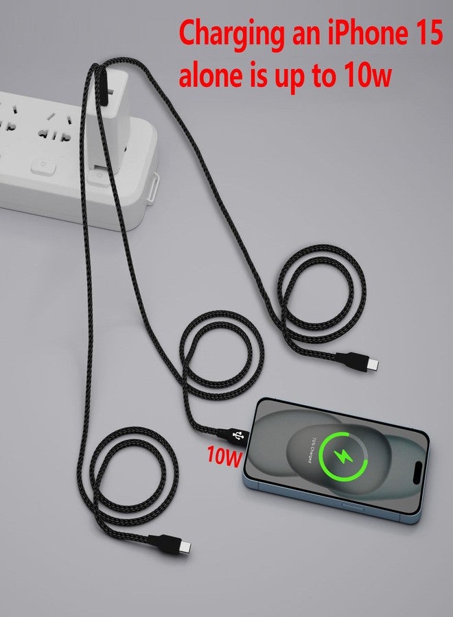 Zusnxaxe USB C Splitter Cable, 4FT 2Pack USB-C to 3 usb c Charging Cord Black, 3 in 1 Nylon Braided Multi Type C Charge Cable for iPhone 15/15 Pro/15 Pro Max/15 Plus, Samsung Galaxy S24 S23, LG,Carplay,Andriod - Image 5