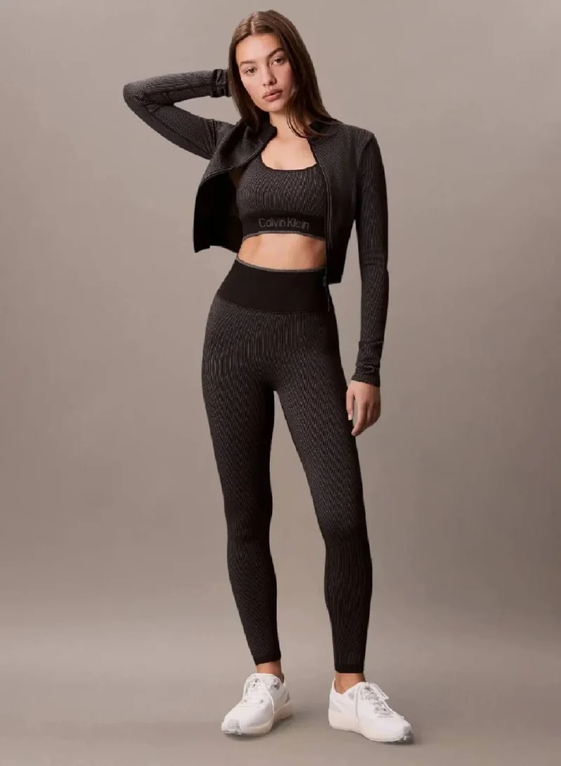 Calvin Klein Black Ribbed 7/8 Gym Leggings for Women | Best Price UAE