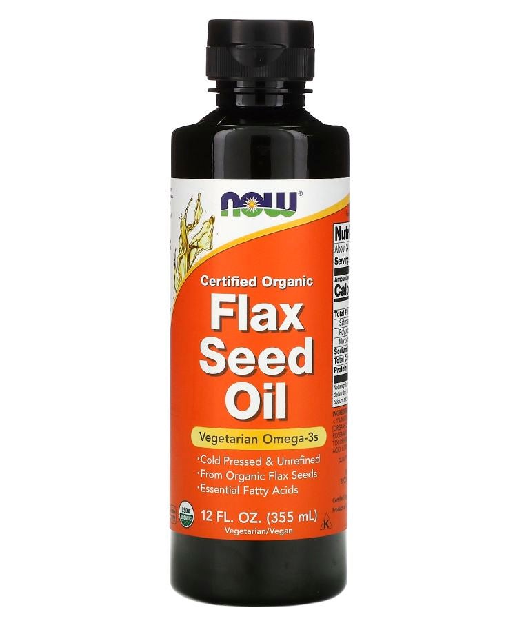 now Certified Organic Flax Seed Oil 12 fl oz (355 ml)