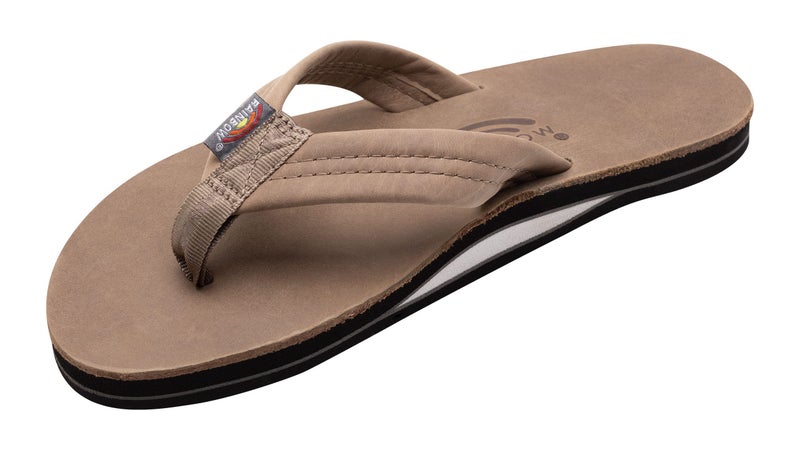 Rainbow Sandals Mens Luxury Leather Single Layer Arch Support Stone Grey Mens size L 95105