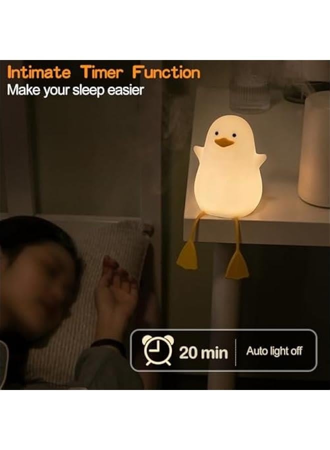 ضوء الليل للأطفال،  مصباح سيليكون لطيف على شكل بط للب Nursery للأطفال والرضع، ضوء ليلي حيواني للأولاد والبنات، ضوء ليلي لين لغرفة النوم وغرفة الأطفال، هدية للأطفال (نورس) - Image 3