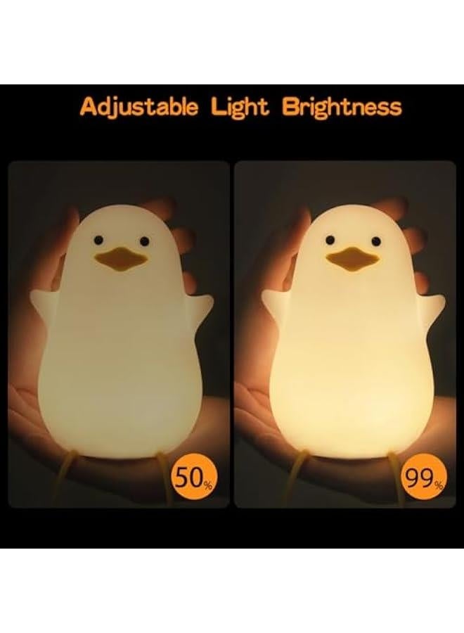ضوء الليل للأطفال،  مصباح سيليكون لطيف على شكل بط للب Nursery للأطفال والرضع، ضوء ليلي حيواني للأولاد والبنات، ضوء ليلي لين لغرفة النوم وغرفة الأطفال، هدية للأطفال (نورس) - Image 2