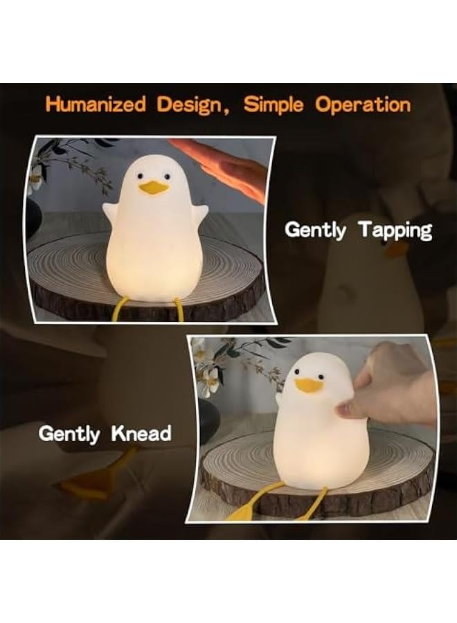 ضوء الليل للأطفال،  مصباح سيليكون لطيف على شكل بط للب Nursery للأطفال والرضع، ضوء ليلي حيواني للأولاد والبنات، ضوء ليلي لين لغرفة النوم وغرفة الأطفال، هدية للأطفال (نورس) - Image 5