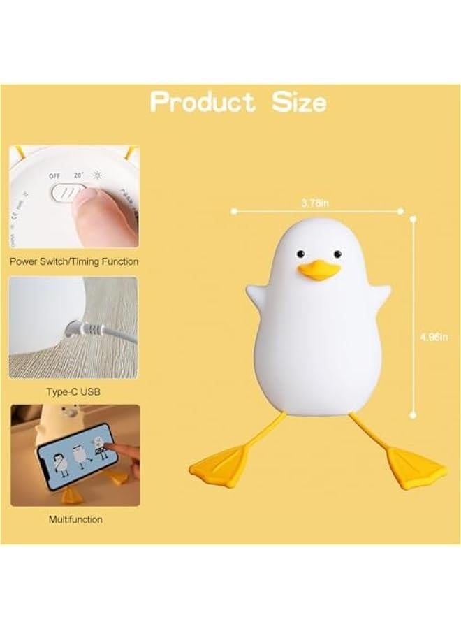 ضوء الليل للأطفال،  مصباح سيليكون لطيف على شكل بط للب Nursery للأطفال والرضع، ضوء ليلي حيواني للأولاد والبنات، ضوء ليلي لين لغرفة النوم وغرفة الأطفال، هدية للأطفال (نورس) - Image 4