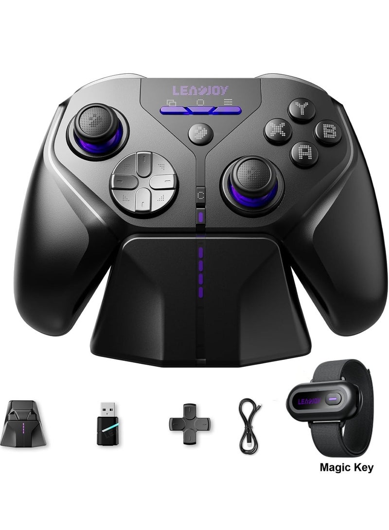 LEADJOY Professional Gamepad Leadjoy Xeno Plus Wireless Game Controller + Magic Key for Nintendo Switch/Switch 2, PC, Android & iOS with TMR Joysticks, Hall Effect & Tactile Dual Triggers, 6-Axis Gyro, 4 Back Paddles, 1000Hz Polling Rate, 1000mAh Battery, Smart Start-Stop Charging Dock - Image 1
