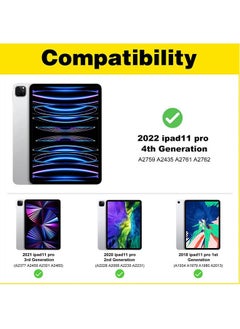 روك بو واقي شاشة iPad Pro 11 2022 2021 2020 2018 ، واقي شاشة واقي شاشة من الزجاج المقوى لجهاز iPad Pro 11 4th 2022 / 3rd Gen 2021 / 2nd Gen 2020 / 1st Gen 2018 شفاف  - Image 2