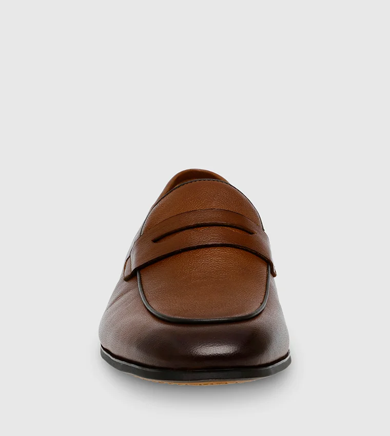 Steve Madden Zolder Tan Leather Men's Formal Slip-On Shoes