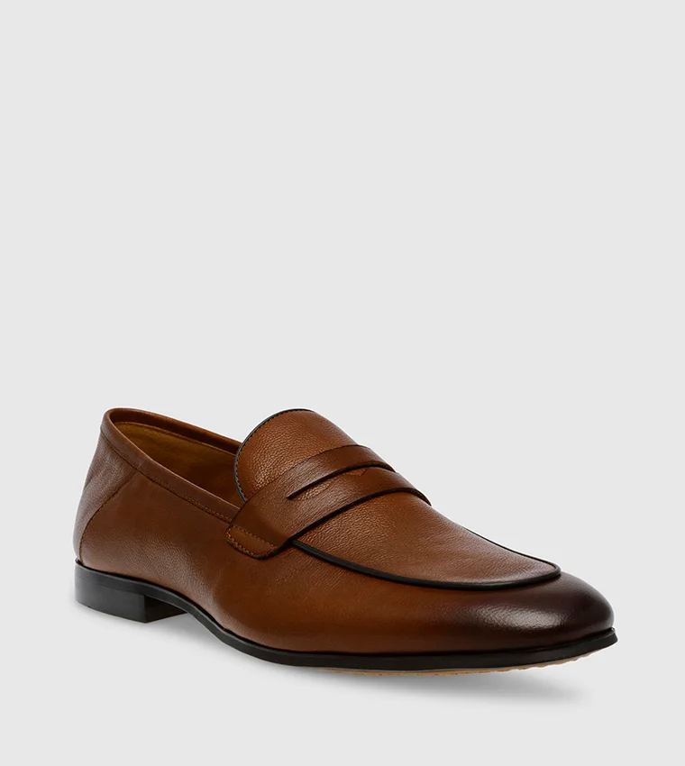 Steve Madden Zolder Tan Leather Men's Formal Slip-On Shoes