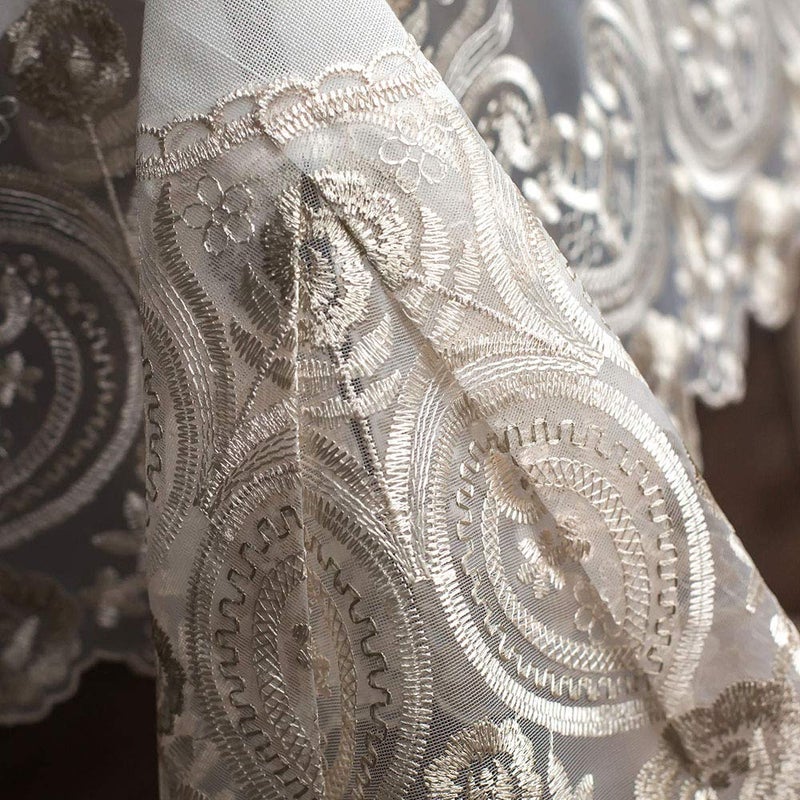 ARTABLE Lace Rectangular Tablecloths with Exquisite Macrame Border Clear Embroidered Kitchen Holidays Fabric Tablecloth (Beige, 60 x 84 Inch) - Image 5