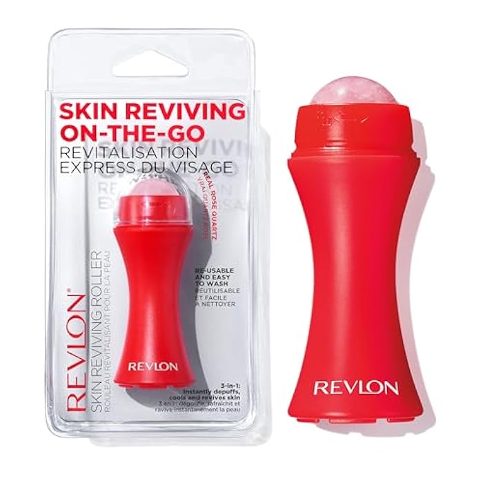 Revlon Skin Reviving Roller with Rose Quartz for All-Day Facial Reviving & Brightening, Compact & Reusable, Gentle on Skin, 1 count - Image 1