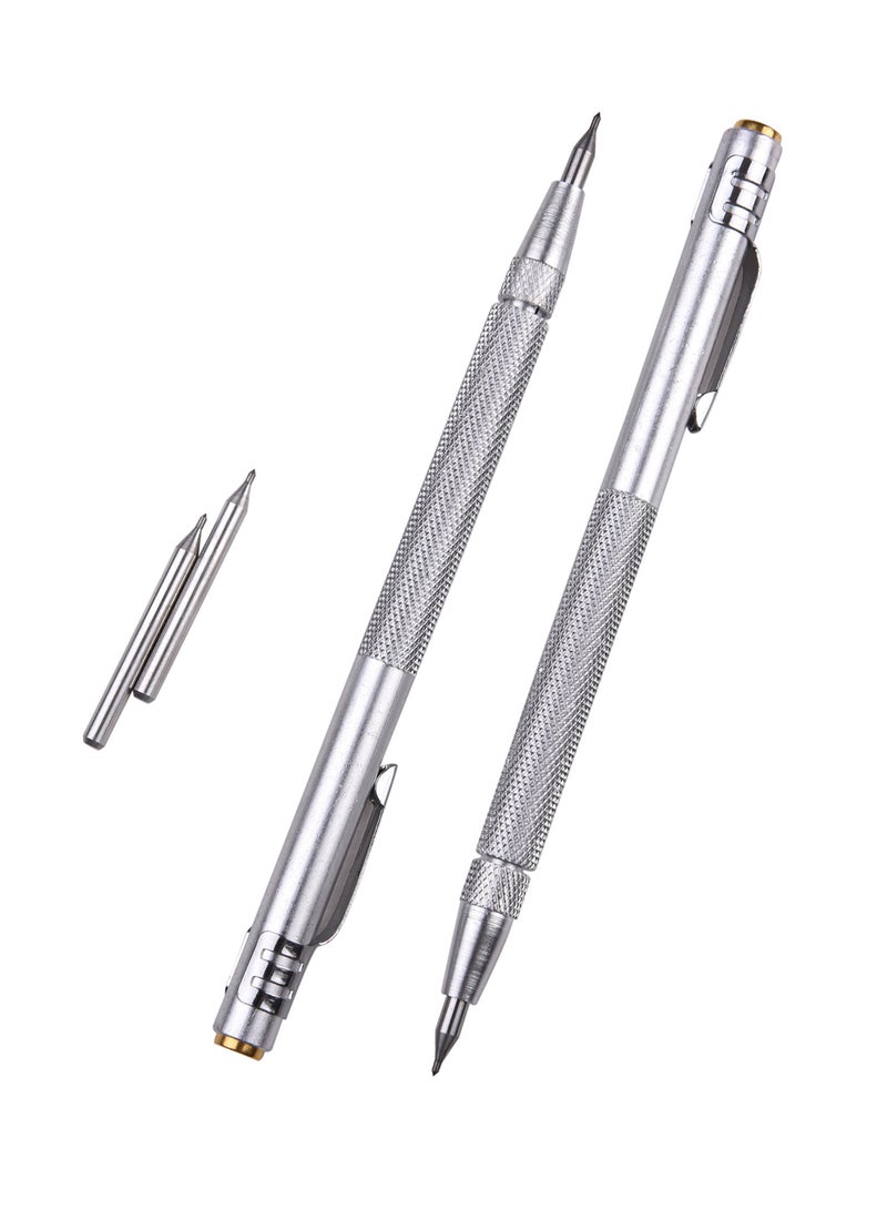 Tungsten Carbide Tip Scriber 2 pcs Aluminium Etching Pen with 2 Replacement Marking Tip for Glass Ceramics Metal Sheet - Image 1