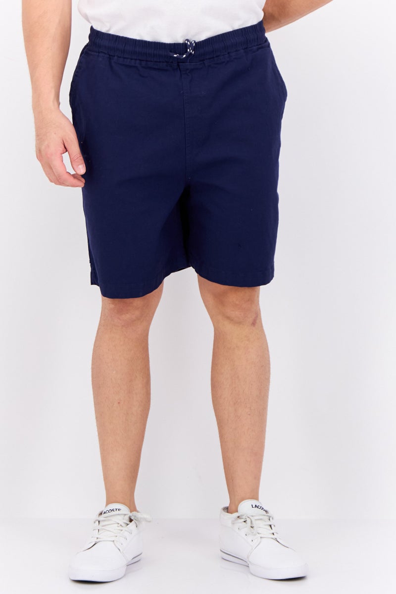 brooklyn Men Plain Basic Shorts, Navy - Image 1