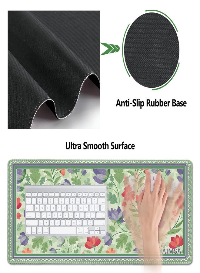AIMSA Gaming Mouse Pad Wrist Support Set, Desk Pad +Mouse Wrist Rest +Keyboard Wrist Rest +Coaster, 4in1 Ergonomic Mouse Pad Combo for Home Office -Red Purple Flower - Image 3