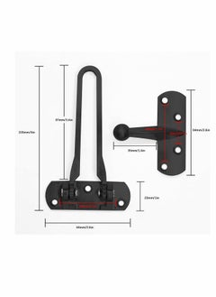 KASTWAVE Home Security Door Lock Swing Bar Lock-Door Guard for Kids, DEFINO Hinged Swing-in Doors, Home and Hotel Door Latch, Thicken Solid Zinc Alloy Reinforcement Lock (Color: Black), 2 Pack  - Image 2