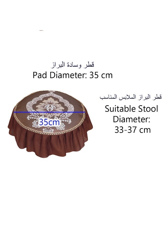 Round Dining Chair Pad Seat Cushion for Dressing Stool Kitchen Chair Non-Slip Washable Imitated Silk Jacquard Stool Pads for Bedroom Living Room Office, Diameter 35 cm - Image 4