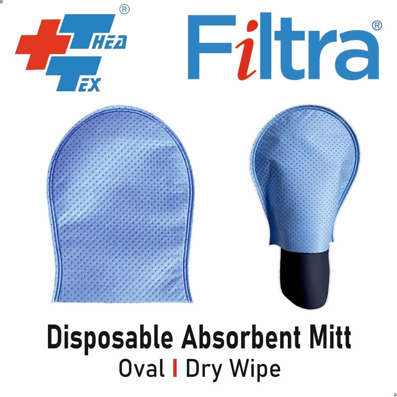 Filtra Filtra® Disposable Absorbent Wash Glove, Cleaning Glove, Cleaning Mitt | Glove Shaped | Multi Use: Surface, Shoes, Skin, Body, Salon, Spa, Gym, Shoes, Car | Pack of 50 Gloves (Oval Glove)  - Image 2