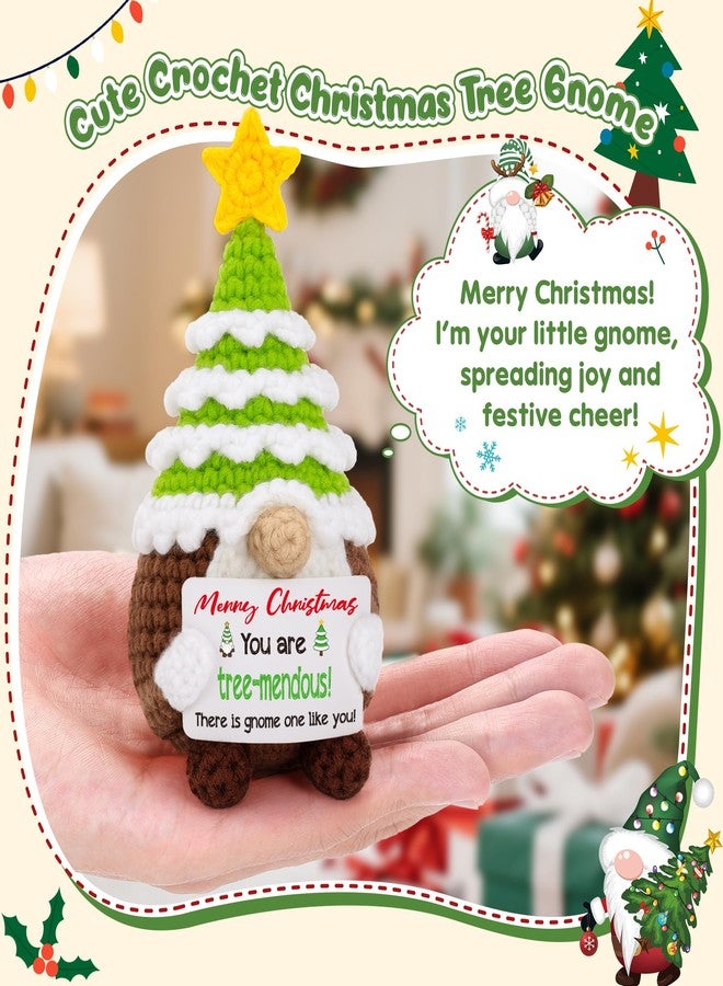 BdayPtion Christmas Gnomes Tree Stocking Stuffers for Women Teens Kids Girl Boy, Secret Santa Gifts, Funny Cute White Elephant Gifts for Coworker Xmas Decor for Women Men, Handmade Crochet Christmas Tree Gnome - Image 2