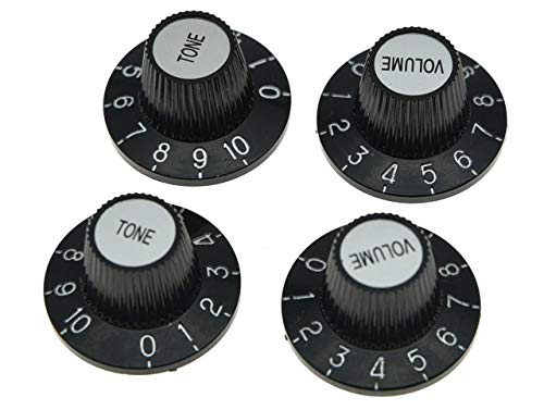 KAISH 4X Black with Silver Cap 24 Fine Spline LP Guitar Witch Hat Knobs Top Hat Knob for USA Les PaulSGES - Image 1