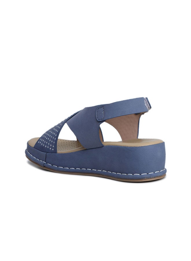 She Zone Blue Platform Sandals for Women - Image 3