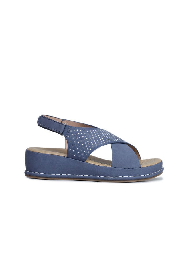 She Zone Blue Platform Sandals for Women - Image 4