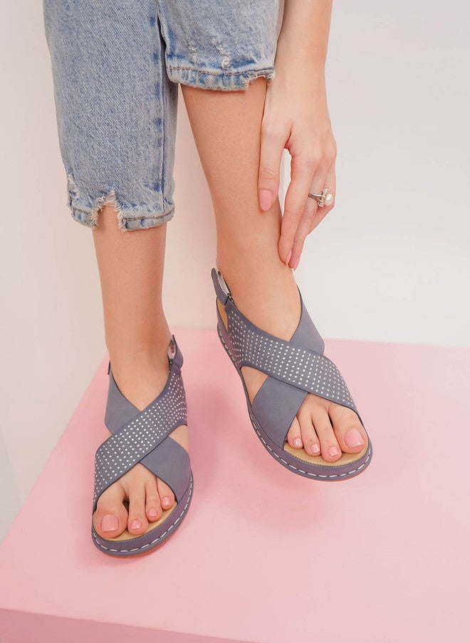 She Zone Blue Platform Sandals for Women - Image 1