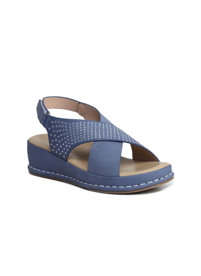 She Zone Blue Platform Sandals for Women - Image 2