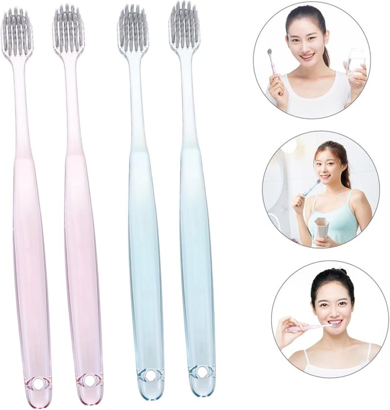 6pcs Crystal Clear Toothbrush Silver Ion Soft Bristles Wide Head for Deep Cleaning Green Pink - Image 4