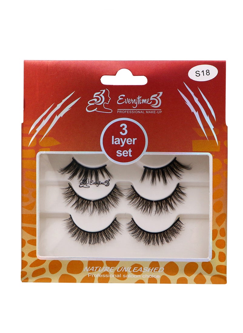 Everytime53 Everytime53 Women's 3 Layer Set Eye Lashes - S18  - Image 1