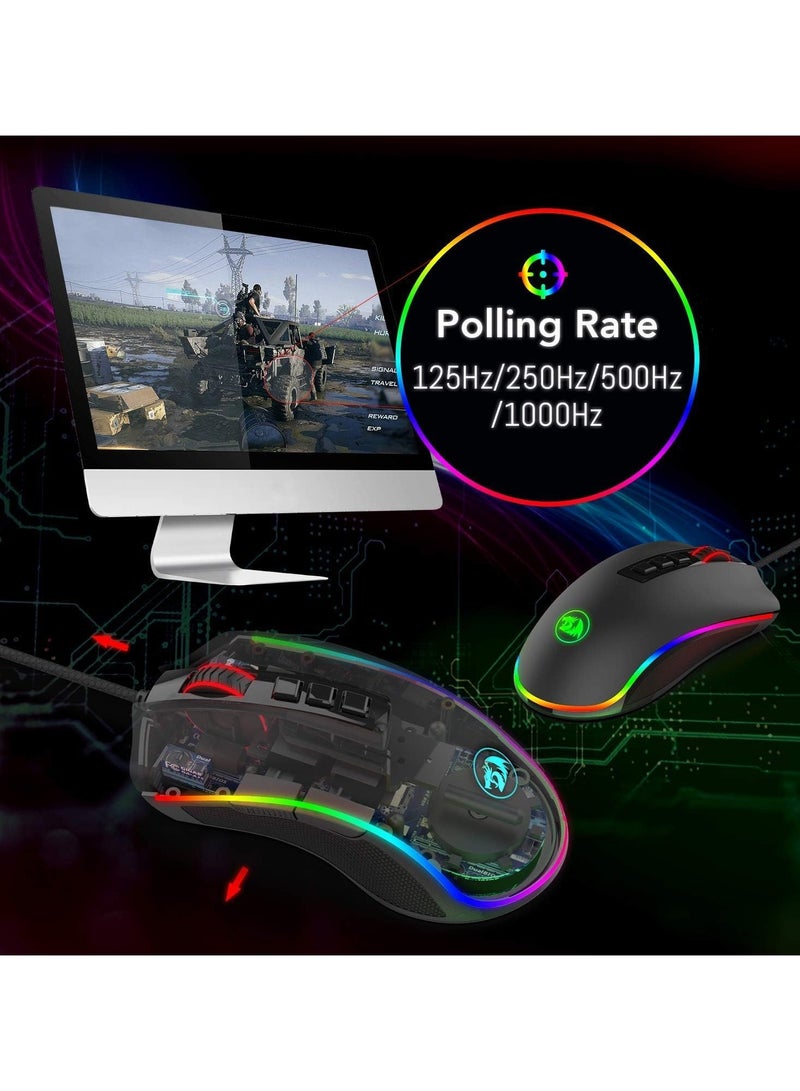 Redragon M711 PC Gaming Mice, Wired Mouse, 7 Programmable Buttons, Customizable RGB Lighting Mouse, 12,400 DPI, Ergonomic Mouse, Lightweight Mice, for Laptop, Desktop, PC (Black - Image 5
