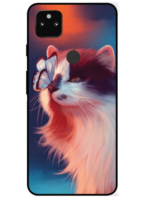Protective Case Cover For Google Pixel 5A 5G Smart Series Printed Protective Case Cover for Google Pixel 5A 5G Butterfly Sitting On Cat Nose